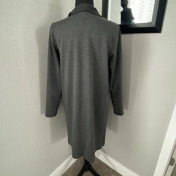 SHINESTAR Lightweight Long Gray Duster Cardigan Jacket Coat Medium - Picture 4 of 9